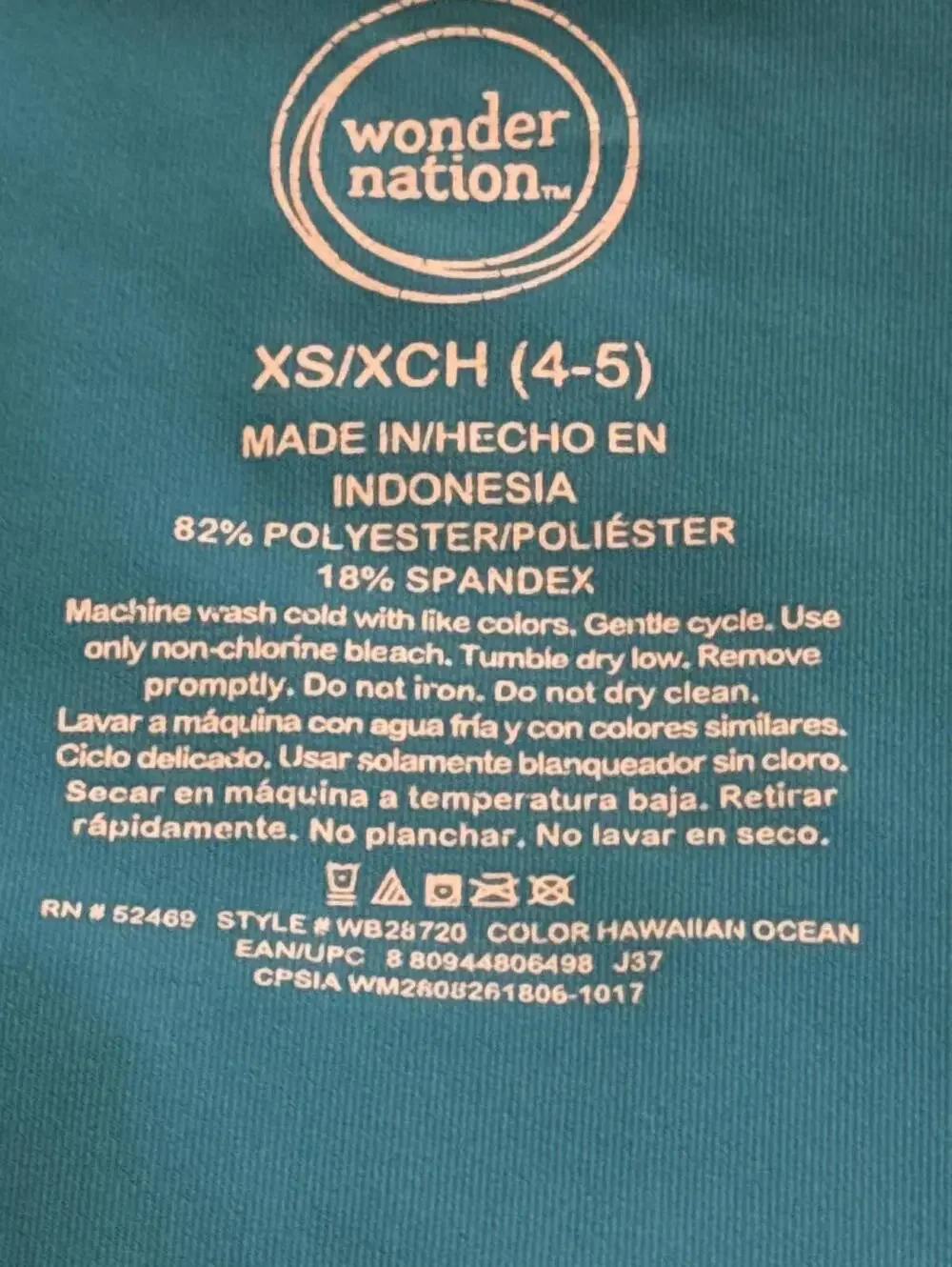 Wonder Nation Boys Swim Rash Guard XS Hawaiian Ocean Blue Casual Fit